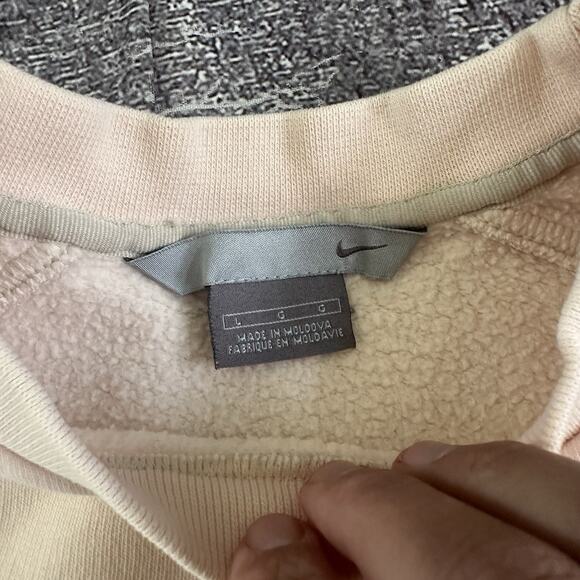 Men's Vintage Y2K Nike Pastel Rose Gold Pink Mini Logo Crewneck Sweatshirt Sz L - Picture 3 of 4